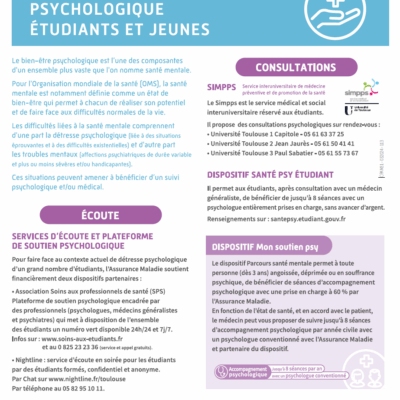Flyer dispositifs santé psychologique étudiants & jeunes