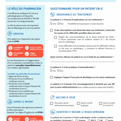 Mémo Insuffisance cardiaque « Sensibiliser les patients à risques ou atteints d’insuffisance cardiaque »