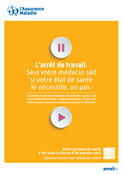 Affiche Arrêt de travail - Bon usage du système de santé