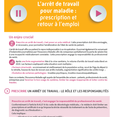 Mémo Arrêt de travail – Professionnels de santé