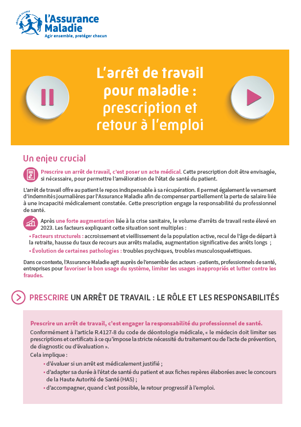 Mémo Arrêt de travail - Professionnels de santé
