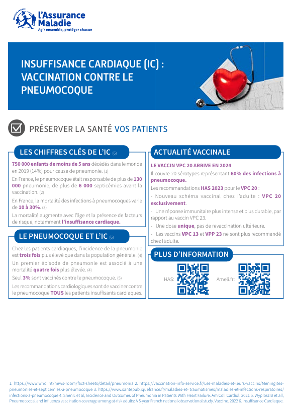 Mémo Insuffisance cardiaque « Vaccination contre le pneumocoque »